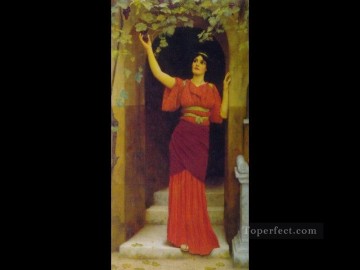 Joven recogiendo uvas 1902 dama neoclásico John William Godward Pinturas al óleo